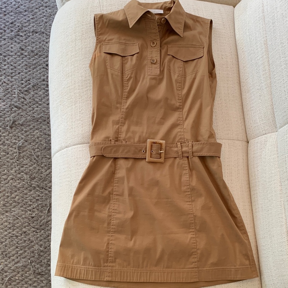 Prada Tan Belted Mini Dress